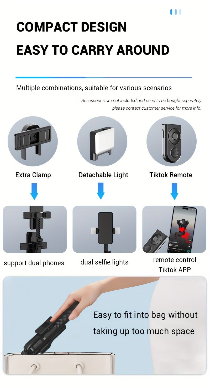 172.72cm Selfie Stick Tripod with Wireless Wireless with Remote Shutter for Android IOS Cell Mobile Phone Gimbal Stabilizer, Travel Tripod Phone holder Compatible with iPhone/Android/GoPro - Image 19