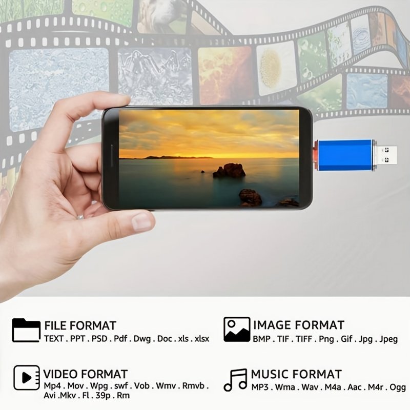 USB C Flash Drive 100GB/16GB/512MB Dual C-Type Thumb Drive C-Type 2-in-1 USB 2.0 Dual Interface Flash Drive High Speed OTG Thumb Drive Metal Memory Stick Photo Stick For Android Smartphones And Tablets - Image 8