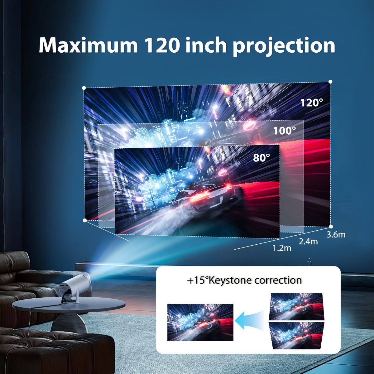 This High-Definition Mini Projector Features Wifi Connectivity, Automatic Keystone Correction, And a Bright LED Display. It Is Compatible with Ios, Android, And Windows, And Works with TV Sticks, Smartphones, PS4, And USB Devices. It Includes a Remote Con - Image 2