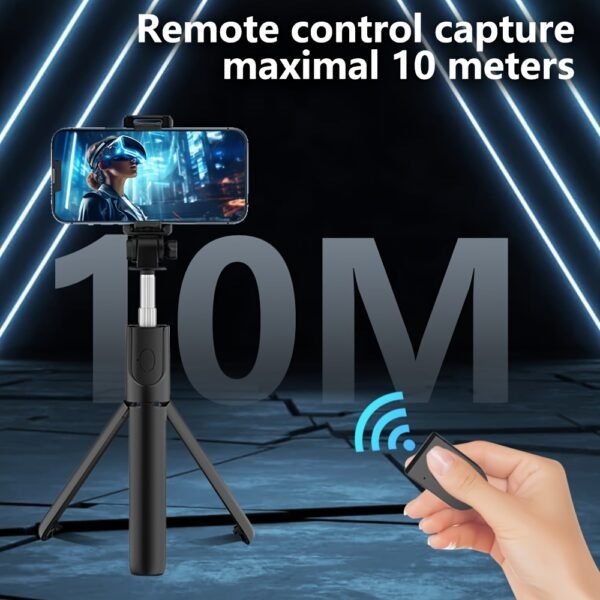 1pc 360° Rotatable Wireless Selfie Stick Tripod, Stainless Steel Portable Telescopic Phone Tripod with Wireless Function, Compatible with Multiple Smartphones, Battery-Operated with Button Cell Battery - Image 2