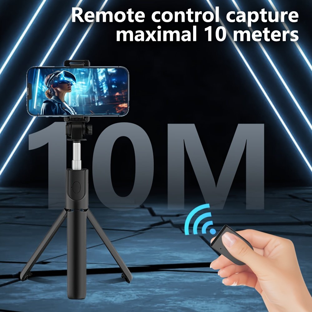 1pc 360° Rotatable Wireless Selfie Stick Tripod, Stainless Steel Portable Telescopic Phone Tripod with Wireless Function, Compatible with Multiple Smartphones, Battery-Operated with Button Cell Battery - Image 2