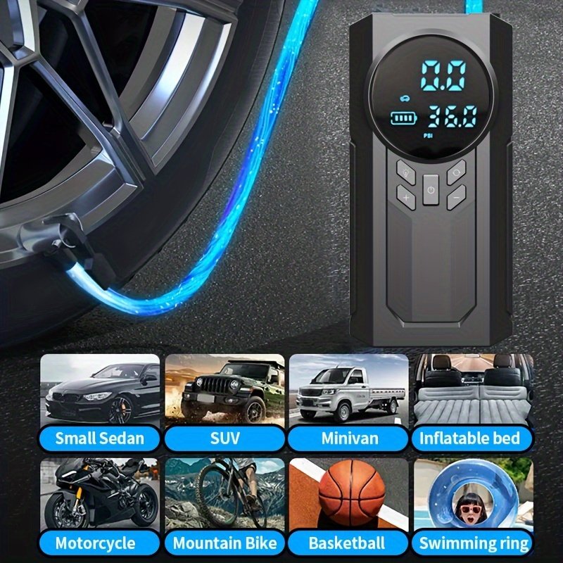 Portable Cordless Car Jump Starter & Tire Inflator - USB Rechargeable, LED Display, Flashlight Feature, Large Capacity Storage - Image 7