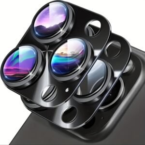 Protective Camera Lens Cover Made Of Golden Metal Ring Tempered Glass For IPhone 16 Pro Max/15 Pro/14 Pro Max/Plus/13 Pro/14/13/Mini/12/11/16/15Promax, Ultra-clear, Scratch-resistant, Easy To Install, Full Coverage Lens Protector