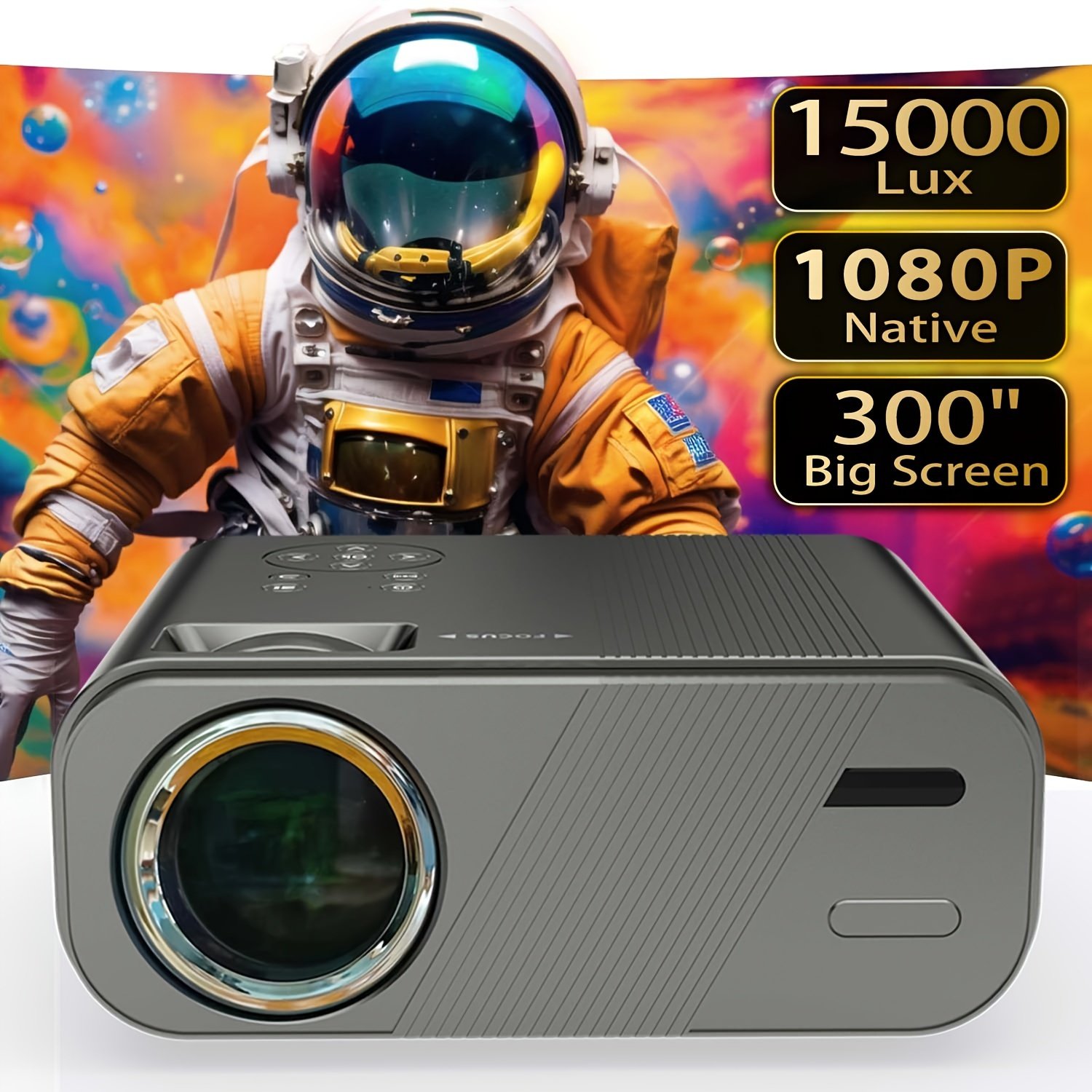 Projector with WIFI And Stand, Full HD 1080P Portable Video Projector, 15000 Lumens, Home Movie Projector, Compatible with Tablets/Laptops/Tv Sticks/Ps4/Usb/Smartphones - Image 8