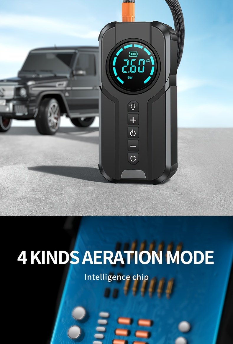 8000mAh Emergency Car Jump Starter Power Bank with Digital Display, Portable USB-C Charging Air Compressor, 12 Safety Protections, Fast Inflation in 10 Seconds, Rechargeable Lithium Polymer Battery for Tire Inflation and Multi-Functional Lighting - Image 20