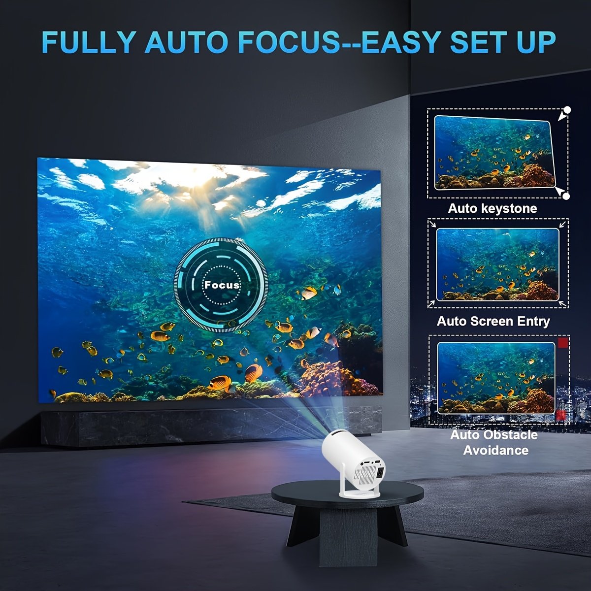 Portable Mini Projector with Built-in Android 11.0, 150ANSI Lumens, WiFi6, 180° Rotatable, Table Mount, Remote Control, HD 720p, 16:9 Aspect Ratio, Compatible with Smartphone/USB, for Home Theater, Party, Christmas Gift - Image 6