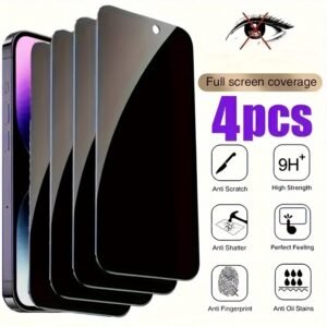 4pcs 4pcs Privacy Screen Protectors for iPhone 15, 16, 14, 13, 12, 11 Pro Max, 12 Mini, X, XS Max, XR, 7, 8, 6, 6S Plus