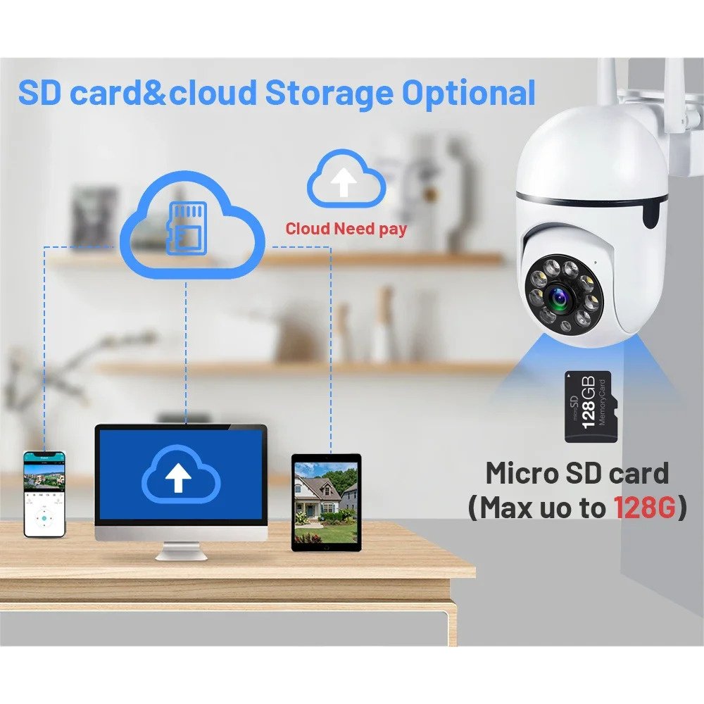 2MP Wireless Security PTZ Camera with Wifi for Outdoor Use, Featuring 4X Zoom, AI Human Tracking, Two-Way Audio, And HD Night Vision in Color. - Image 8