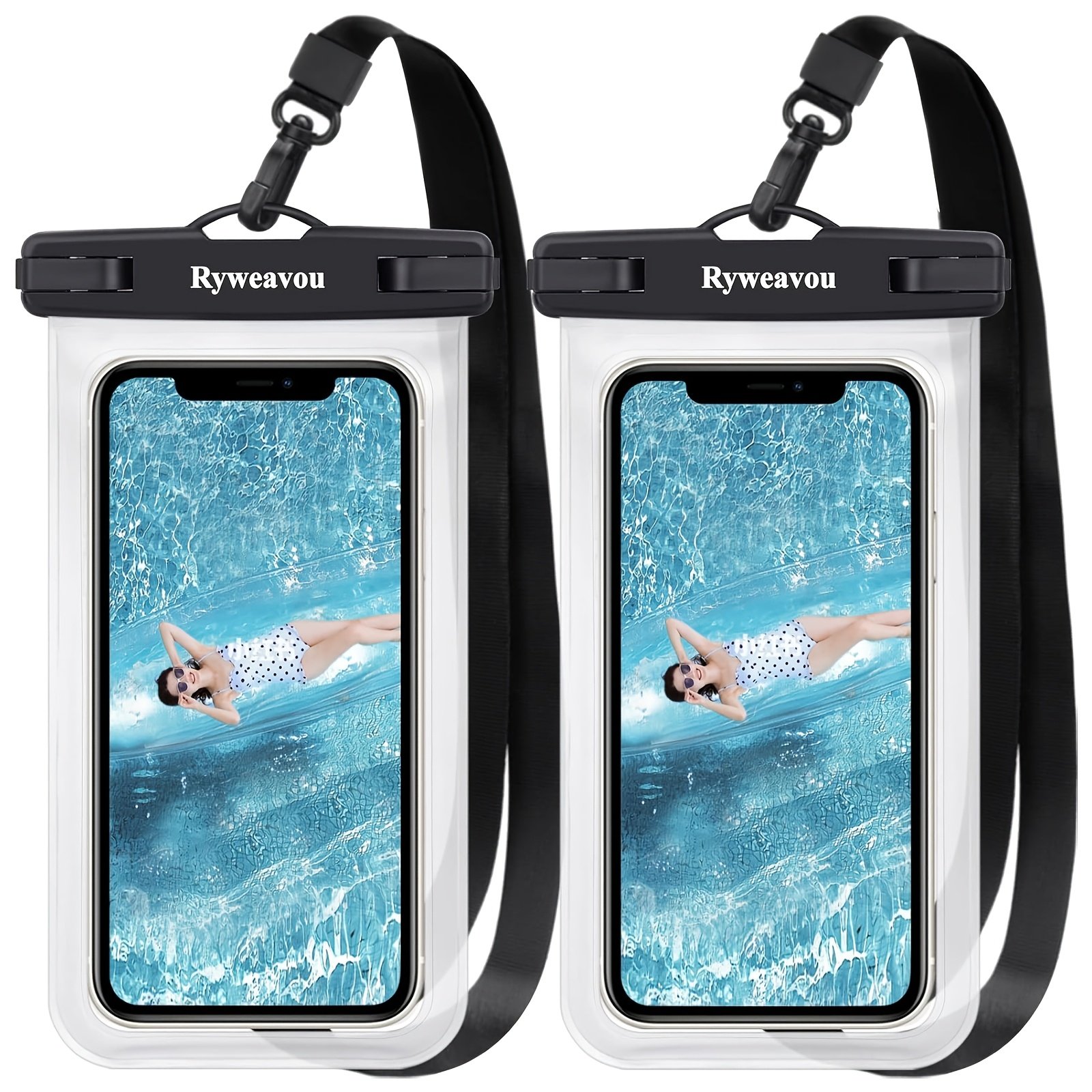 Ryweavou 2-Pack 7-Inch Waterproof Phone Pouch, PVC Dry Bag for iPhone 16 Pro/15/14/13/12/11 Pro Max/XS Plus/Galaxy, Completely Waterproof for Diving, Swimming, Snorkeling, Beach Activities - Black - Image 7