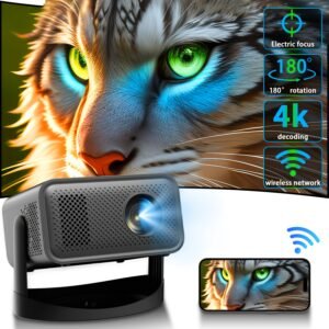 1pc HY300 Mini Projector, 720P HD LCD Display, 4K Decoding, Android 11.0, Dual Wifi, Portable Home Theater Outdoor Cinema with Built-in Speakers, Button Control, Floor Mount, 16:9 Aspect Ratio, 220-240V Power Supply, C-Type Plug