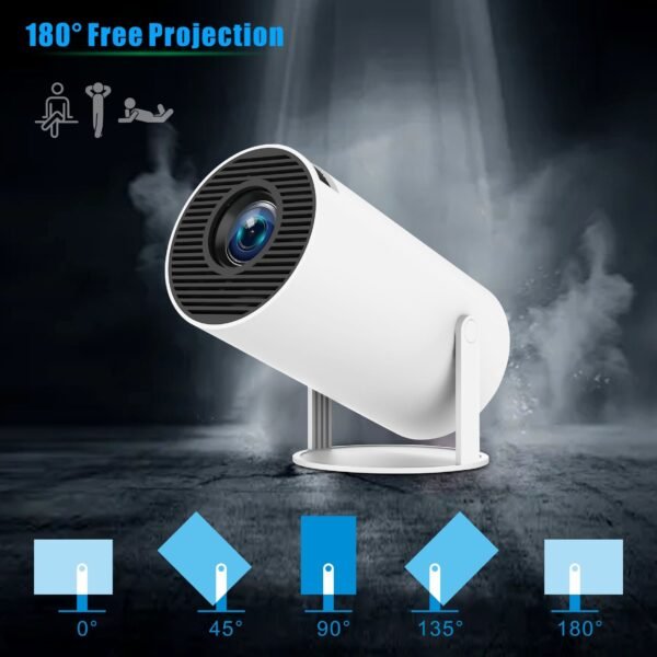 TUOGTCI Portable HY300 Outdoor Projector for Android 11.0 200ANSI WiFi6 Dual Wifi H713 Chip HD 1280*720P Wireless 5.0 Support 4K Hard Decoding Playback HD Video Home Theater Merry Christmas Gift, Best for Christmas - Image 2