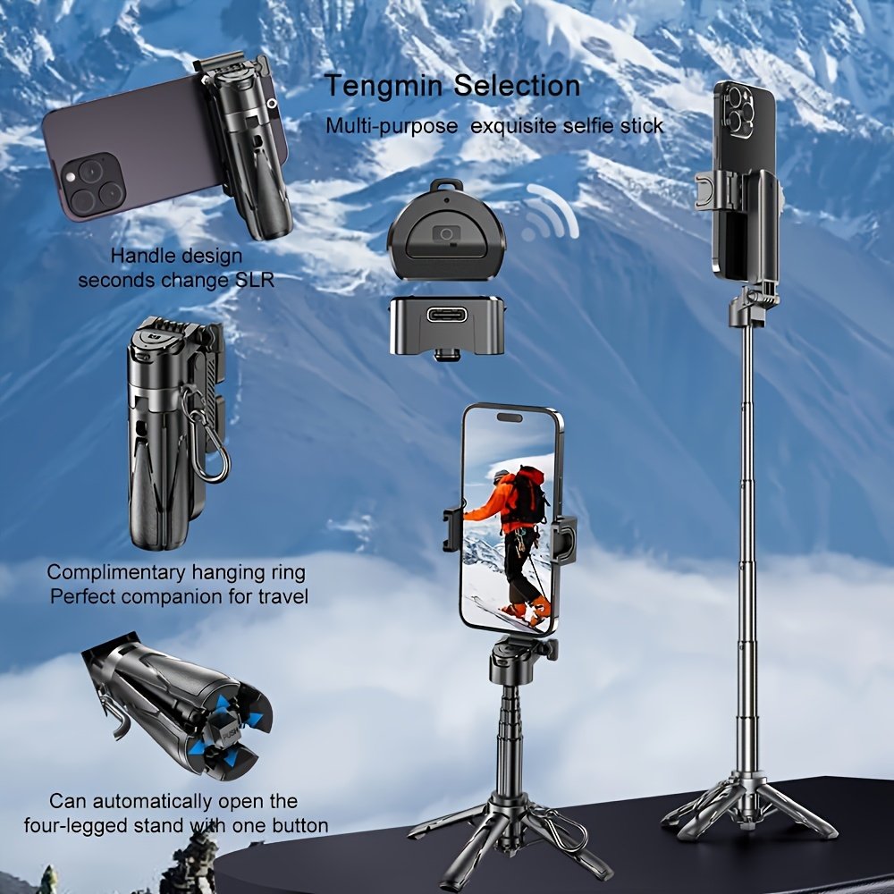 16-inch Extendable Selfie Stick with Wireless Remote, Smartphone Tripod Stand, 360° Rotating, One-Click Expandable, DSLR Style Handle, ABS Waterproof, for iPhone/Samsung/Android, Ideal for Concerts, Travel, Hiking, Live Streaming - Image 5