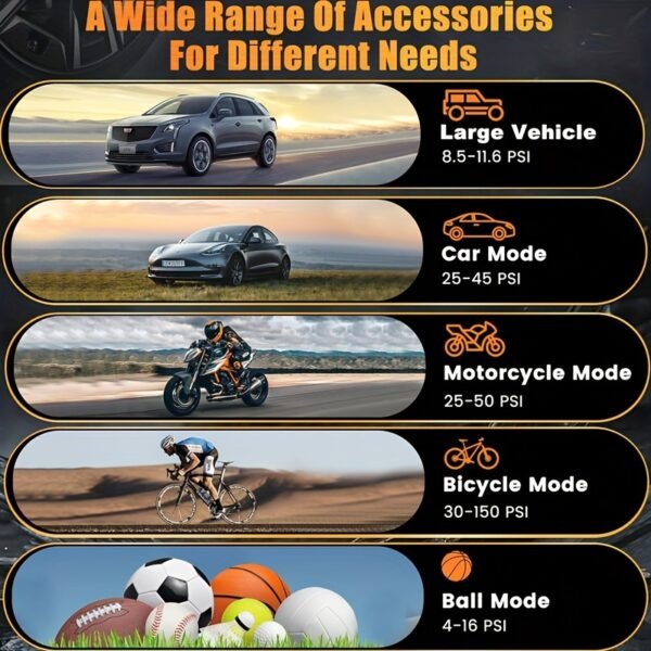 Portable Cordless Car Battery Jump Starter with Tire Inflator, Air Compressor, LED Display, Flashlight, Power Bank, Rechargeable 8800mAh USB Battery, Emergency Starter Kit for Vehicles - Image 12