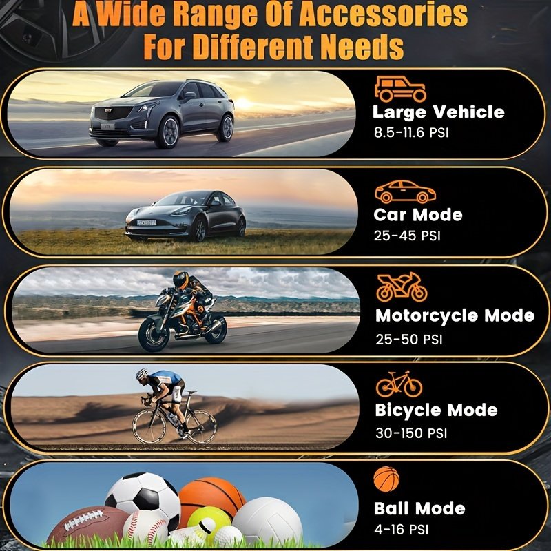Portable Cordless Car Battery Jump Starter with Tire Inflator, Air Compressor, LED Display, Flashlight, Power Bank, Rechargeable 8800mAh USB Battery, Emergency Starter Kit for Vehicles - Image 12