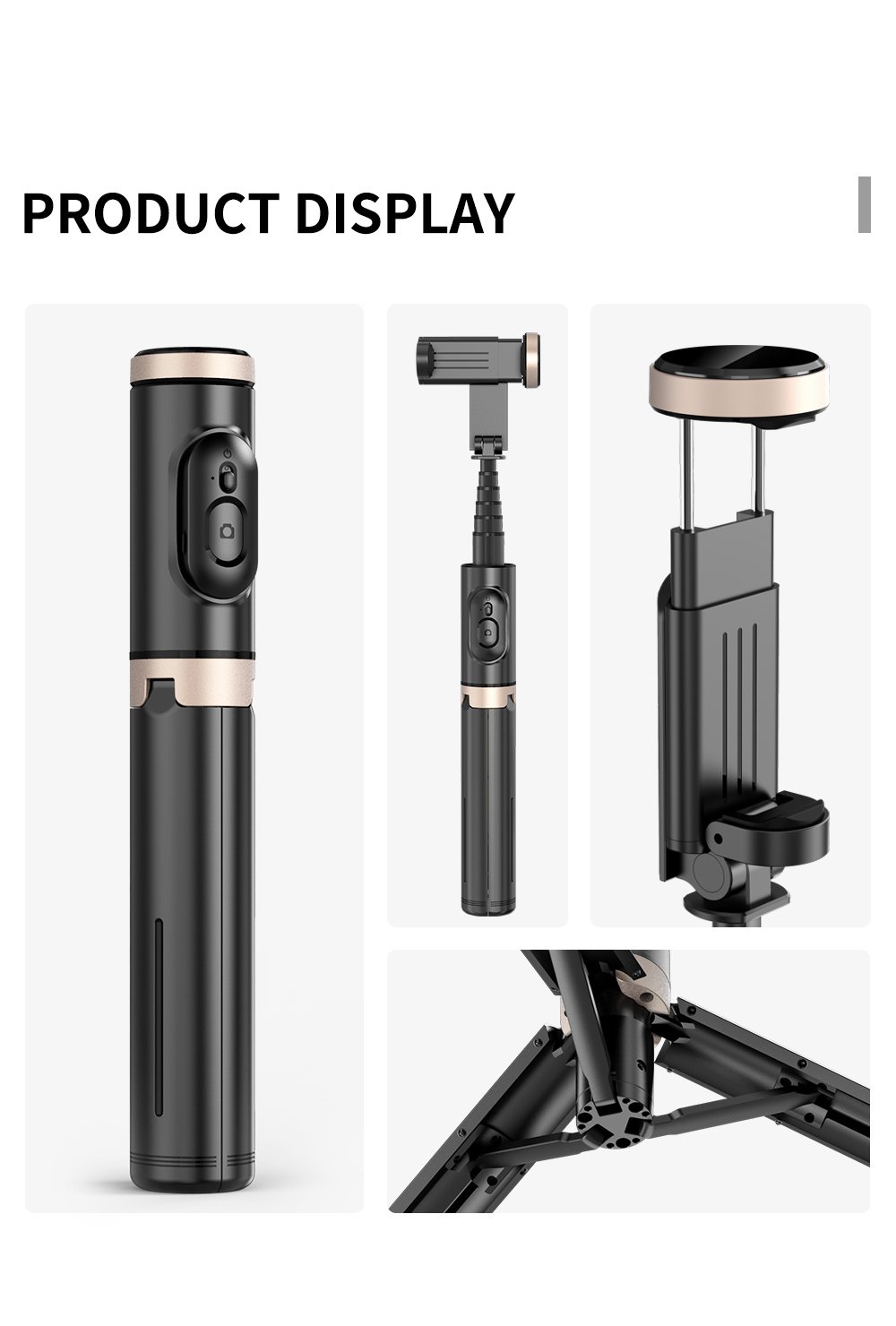 Portable Aluminum Alloy Phone Selfie Stick, Extendable Mobile Phone Tripod, Integrated Wireless Remote Hands Free Shooting For Apple IPhone And Android Smartphones 4''-7" - Image 20