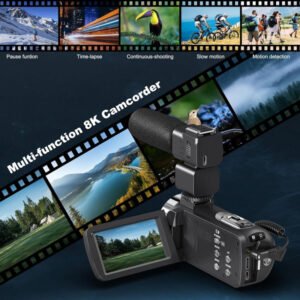 1pc Ourlife 8K UHD Handheld Camcorder with 18X Zoom, 64MP CMOS Sensor, 3-Inch 270° Touch Screen, Infrared Night Vision, WiFi, Remote Control, 64GB Card - Professional Vlog Camera for Travel, Landscape & Sports Shooting