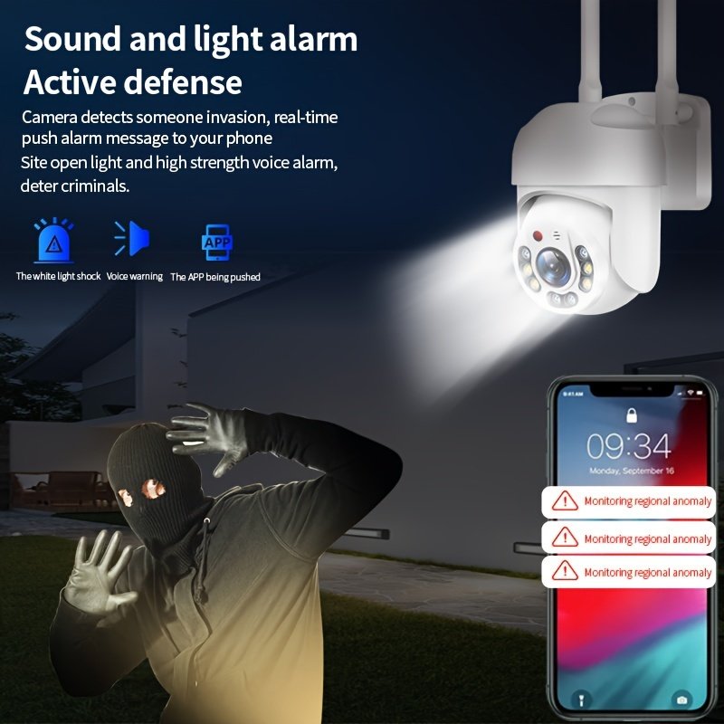 TERUHAL Outdoor Wifi Security Camera, 720p HD Night Vision, Pan-Tilt with Automatic Tracking, AI Motion Detection, Two-Way Audio, 360° Panoramic View, Wall Mount, USB Powered, Wi-Fi Enabled, Application Control, No Battery Required - Image 7