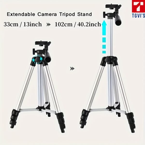 TGVI'S Z005 Expandable Aluminum Alloy Camera Tripod with Smartphone Mount, Pan Head, Compatible with Canon, Sony, Nikon, Panasonic, iPhone for Photography, Selfies, Live Streaming, Video Recording - Image 9