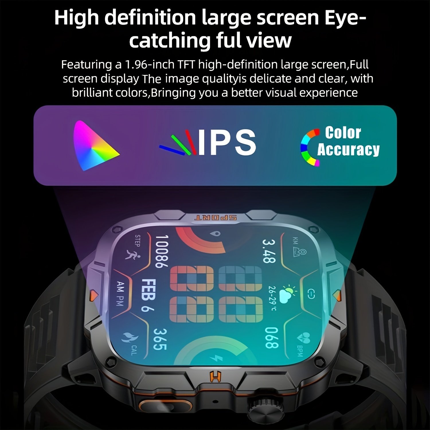 Sports Smart Watch, 4.98cm Smartwatch With LED Lighting, Call Answering, Fitness Tracking With Pedometer, Outdoor Sports Activity Watch For Men/Women - Image 3