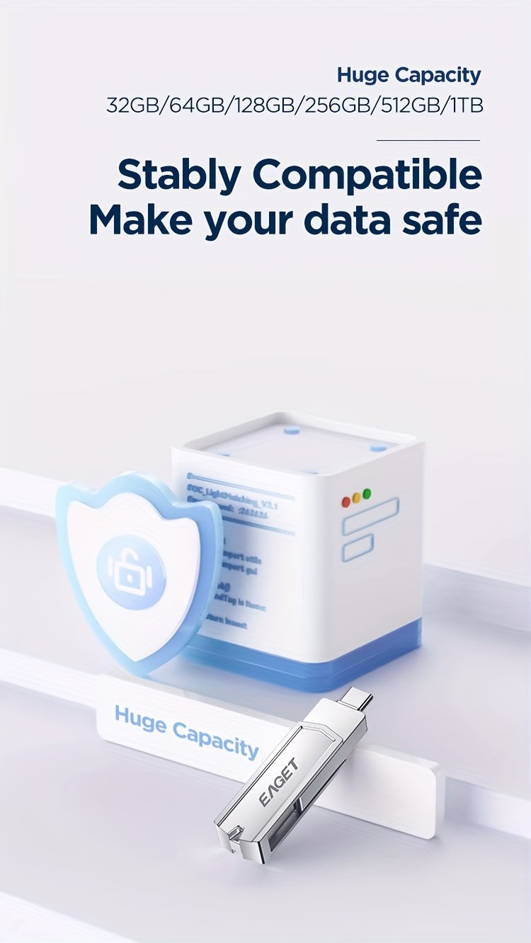 EAGET USB3.2 Flash Drive OTG 1TB Metal U Disk 360° rotates USB Memory Stick 512GB High Speed Memory Stick Pen Drive 32GB 64GB 128GB 256GB USB-A Or Typc-C Flash Drive Disk - Image 10