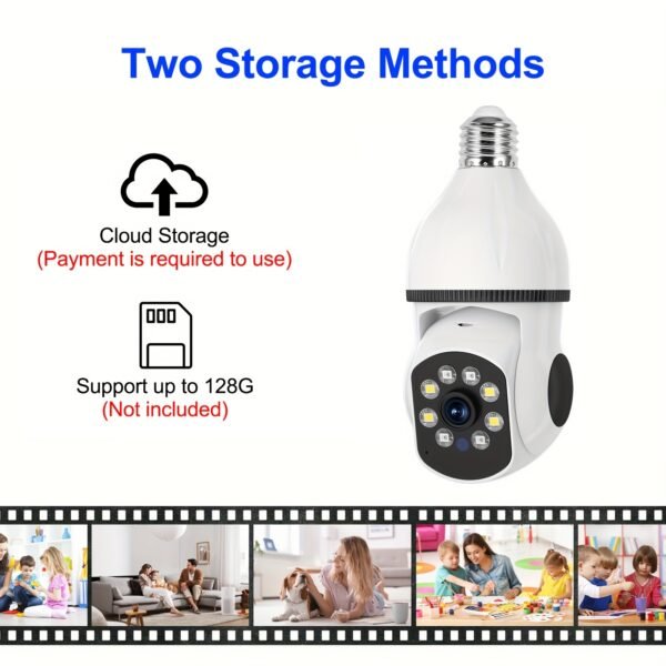 WJG 5G WiFi Smart Light Bulb Camera - E27 Fit, 360° Rotation, Auto-Tracking, Panoramic View, Wireless PTZ, Infrared Night Vision, Motion Detection, Two-Way Audio, Easy Setup - Image 2