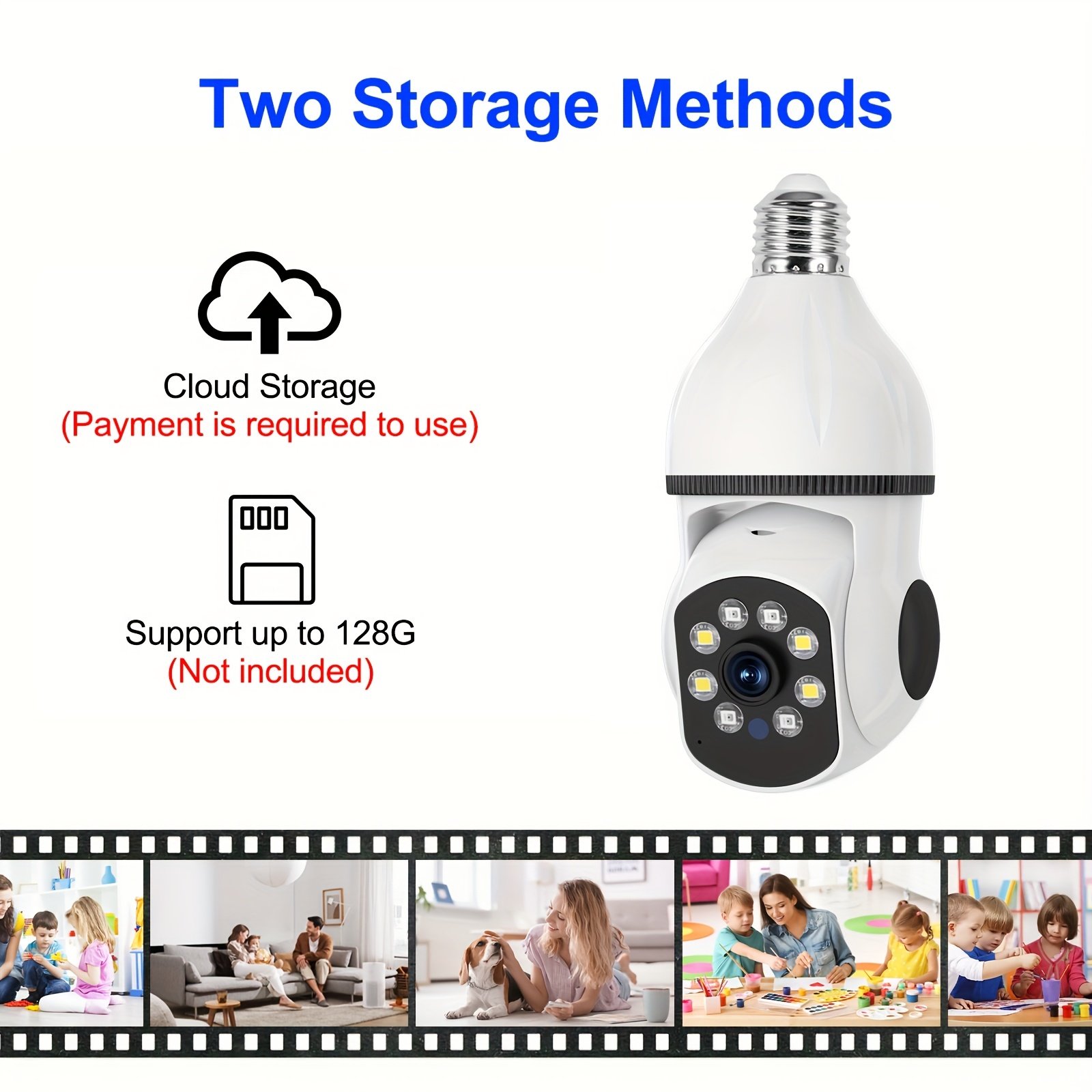 WJG 5G WiFi Smart Light Bulb Camera - E27 Fit, 360° Rotation, Auto-Tracking, Panoramic View, Wireless PTZ, Infrared Night Vision, Motion Detection, Two-Way Audio, Easy Setup - Image 2