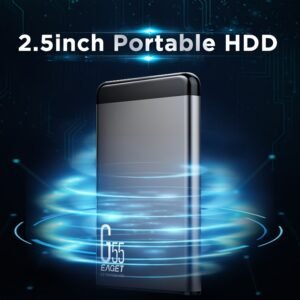 Eaget 6.35cm Portable HD External Hard Drive - Sleek Metal Enclosure, USB 3.0, Plug & Play, Available in 500GB/1TB - Ideal for PCs, for MacBook, PS4/5, Xbox, Smart TVs