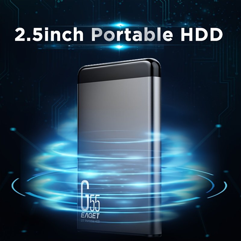 Eaget 6.35cm Portable HD External Hard Drive - Sleek Metal Enclosure, USB 3.0, Plug & Play, Available in 500GB/1TB - Ideal for PCs, for MacBook, PS4/5, Xbox, Smart TVs