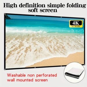 Double-sided projection viewing with 4K soft screen, 152.4/182.88/213.36/254.0/304.8/381.0 cm, space saving, easy to clean, projection screen can be ironed for bedrooms, living room movies, large screen fabric