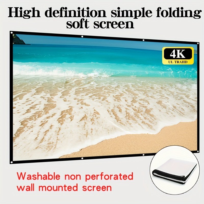 Double-sided projection viewing with 4K soft screen, 152.4/182.88/213.36/254.0/304.8/381.0 cm, space saving, easy to clean, projection screen can be ironed for bedrooms, living room movies, large screen fabric