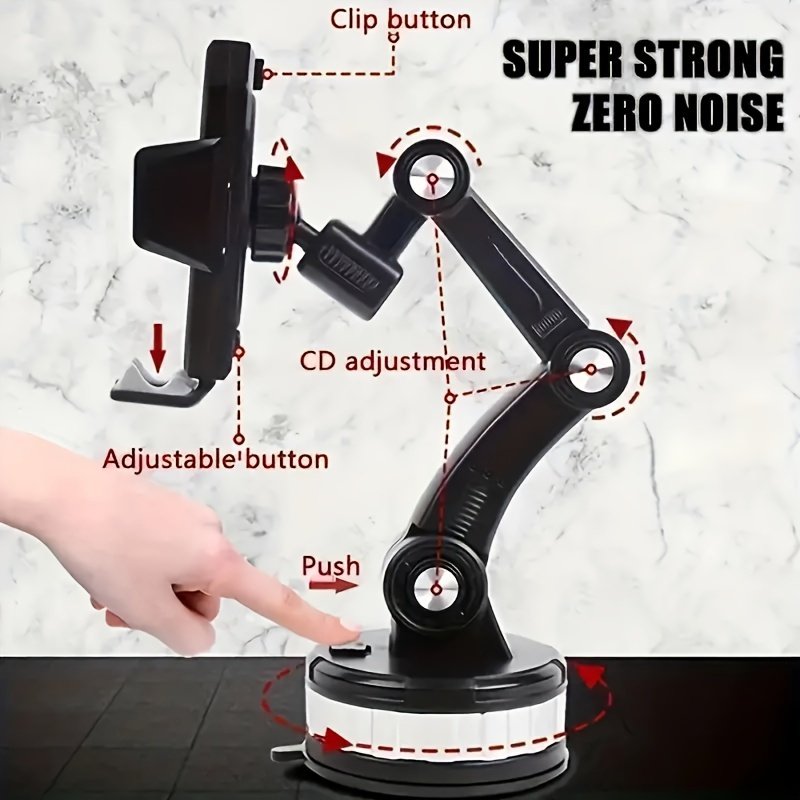 360° Rotatable Car Phone Holder – Adjustable Arm, Vibration-Proof Grip, Heavy-Duty Truck Mount, Washable Sticky Base, ABS Material, Waterproof Multi-Joint Angle Adjustment - Image 6