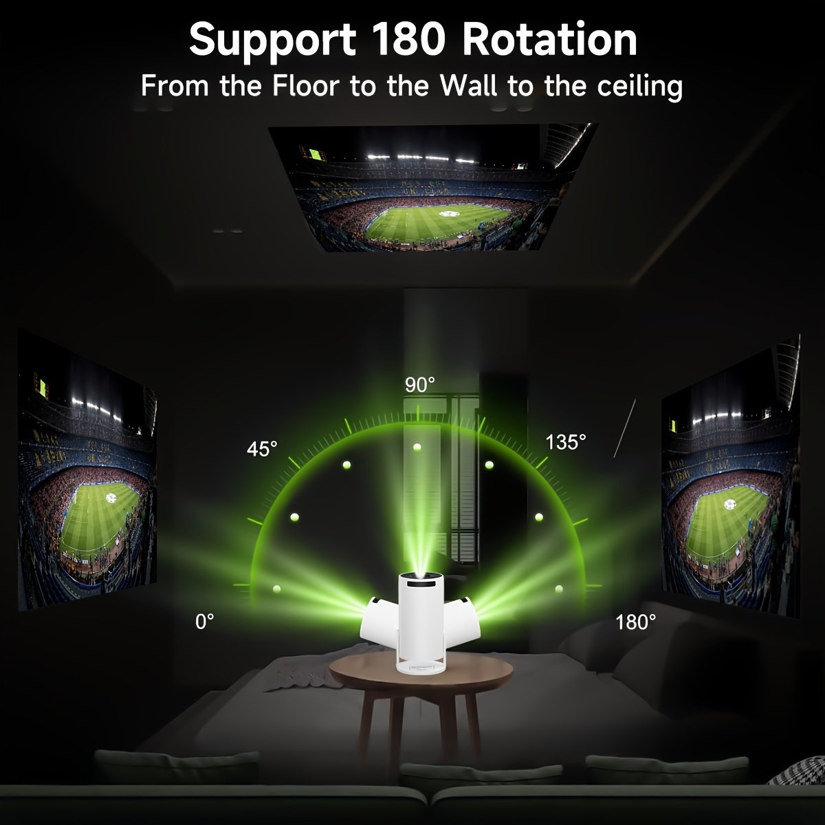 1 Ps-HD-1080P Portable Projector with European Plug - Supports Wireless 6 & Wireless 5.2, High Brightness & Surround Sound, HD 720P Resolution, Auto Focus & 4K Support for Exciting Sports Parties - Image 6