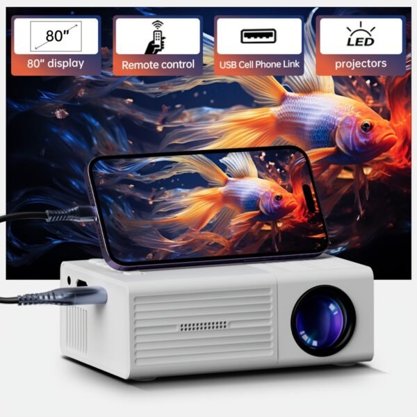 Portable Home Theater Movie Projector, EU Plug, Easy to Carry, Enjoy Anytime, Anywhere, Upgrade Your Viewing Experience HD Mini Projector - Vivid 3D Vision, Gift