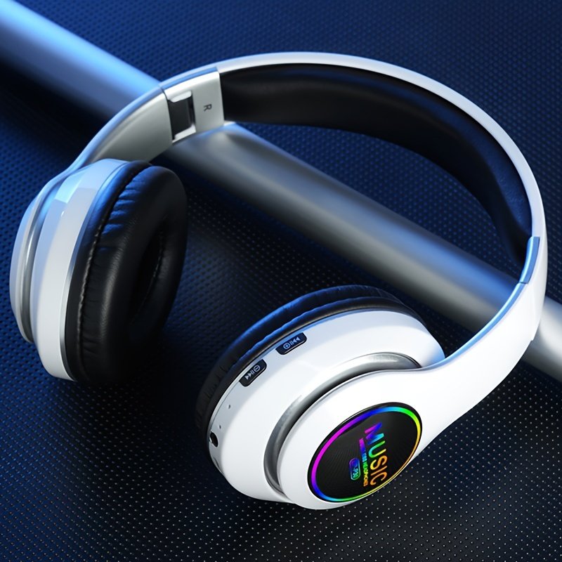 Wireless earphones, multi-color LED lights, comfortable foldable earphones, for tablet/PC/phone/birthday/Christmas/travel gifts. Popular wireless earphones, head mounted wireless earphones, and foldable earbuds. - Image 7