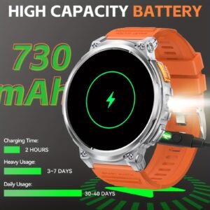 INEYES Men's Smartwatch For Android Phone With LED Flashlight And 1.85-Inch Full Touch Screen, Outdoor Sports Smart Watches For Women With 730mAh Large Capacity Battery, Smart Watch For Men With Wireless Call, Message Reminder, Women's Smartwatches For IP