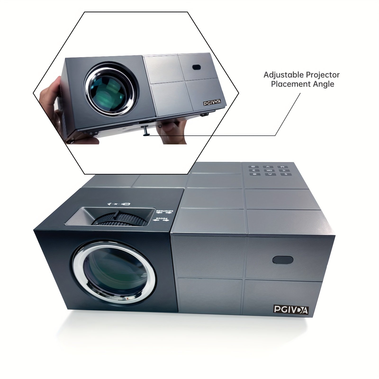 PGIVDA 4K Full HD 1080P Video Projector, Table Mount, LCD Display, 16:9 Aspect Ratio, Button Control, Wireless Connectivity, Display Port, 3000+ Lumen Brightness, 220-240V European Plug, for Home Theater & Presentations - Image 4