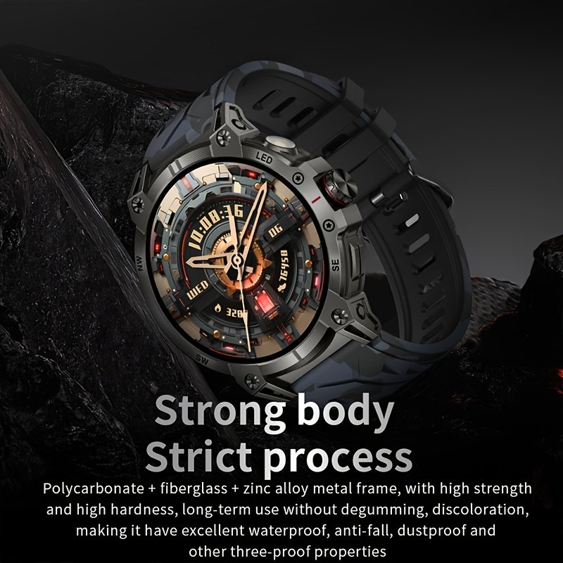 1.85 Inch Large Screen Smart Watch - 55mm - IP68 Waterproof Smart Watch for Men - 760mAh Large Battery - 100+ Sports Modes Activity Tracker - Wireless Calling and Answering - Sports Bracelet with LED Light - Compatible with Android/iPhone - Gift for Men - Image 9