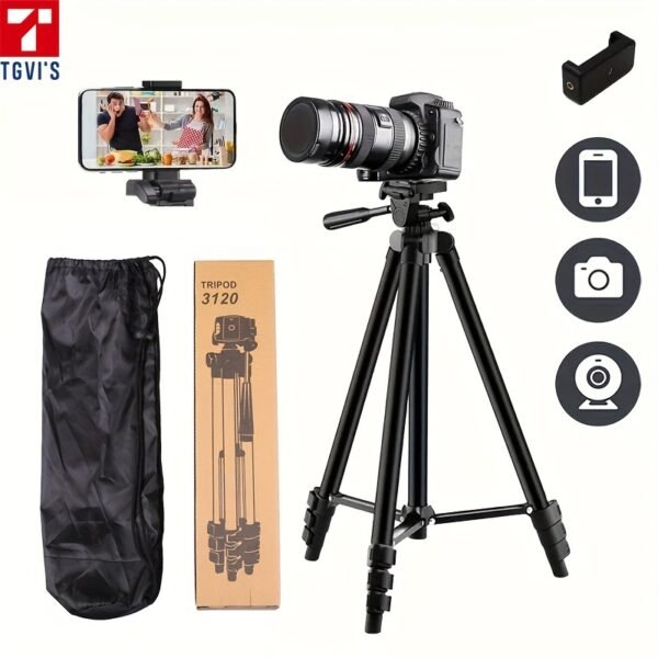 TGVI'S Z005 Expandable Aluminum Alloy Camera Tripod with Smartphone Mount, Pan Head, Compatible with Canon, Sony, Nikon, Panasonic, iPhone for Photography, Selfies, Live Streaming, Video Recording - Image 2