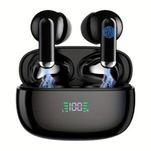 Wireless Headphones, ENC Noise Reduction V5.3 Headphones, 13mm Speaker, 30 Hours Playback Time, Built-in Noise Reduction Microphone, Type-C Fast Charging Box, Stereo for iPhone and for Android, with Digital Display