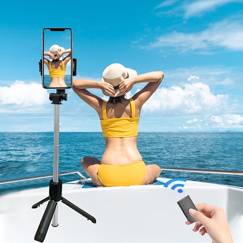 1pc Selfie Stick with Wireless Link Function, 360-degree Rotation, Mobile Phone Tripod, Video Shooting, Anti-slip and Anti-shake, Essential Shooting Tool for Travel - Image 2