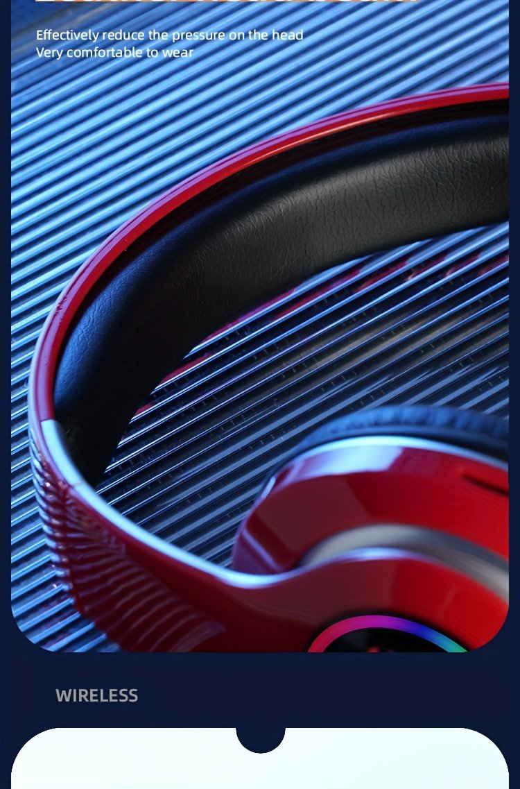 Wireless earphones, multi-color LED lights, comfortable foldable earphones, for tablet/PC/phone/birthday/Christmas/travel gifts. Popular wireless earphones, head mounted wireless earphones, and foldable earbuds. - Image 27