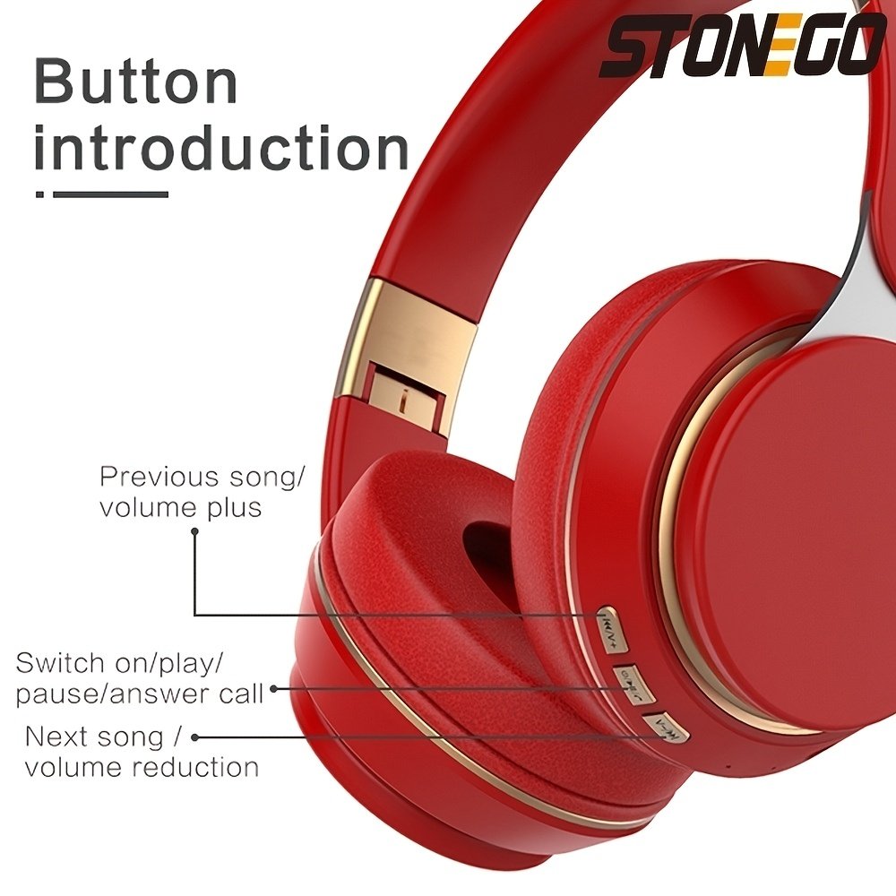 STONEGO 1pc Wireless Foldable Headphones, Comfortable for Long Time Listening, Adjustable Headband Design for Traveling, Working And Gaming - High-Quality Sound, Rechargeable Battery, Long Battery Life for Daily Use. - Image 10
