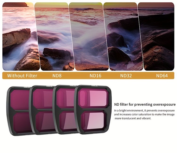 STARTRC 6pcs ND Filter Set for DJI Air 3 - UV, CPL, ND8, ND16, ND32, ND64 - Adjustable Metal Filters with Rectangular Shape - Image 13