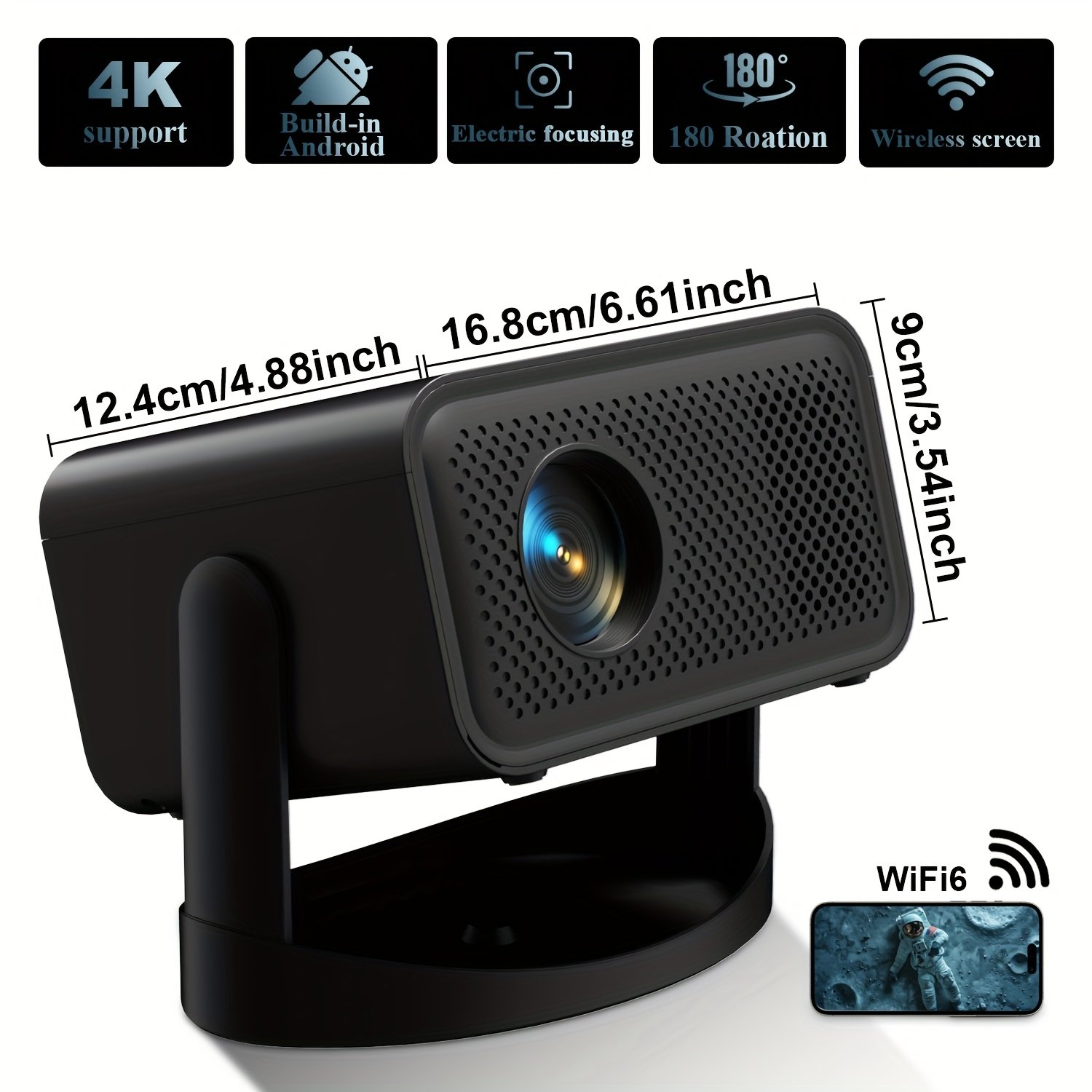 Portable Micro Native Projector - 1080P Full HD Projector with 5G Wireless Wifi, 3000 Lumens Brightness, Built-in Speaker for Living Room or Bedroom Home Theater, WIFI/USB/AV/HDTV compatible. - Image 4