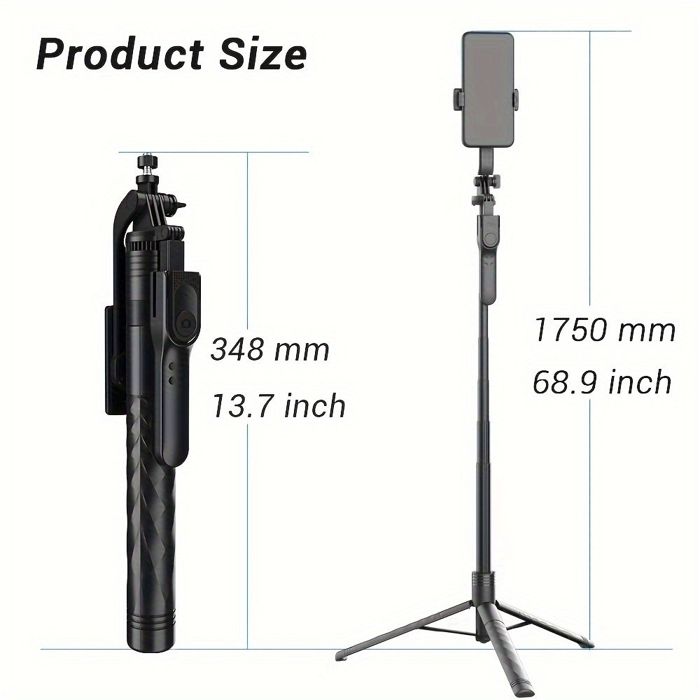 Smartphone Wireless Selfie Stick Tripod, Telescopic Rod, Floor Stand, Handheld Stabilizer, Suitable For Travel Selfie, Live Streaming - Image 3