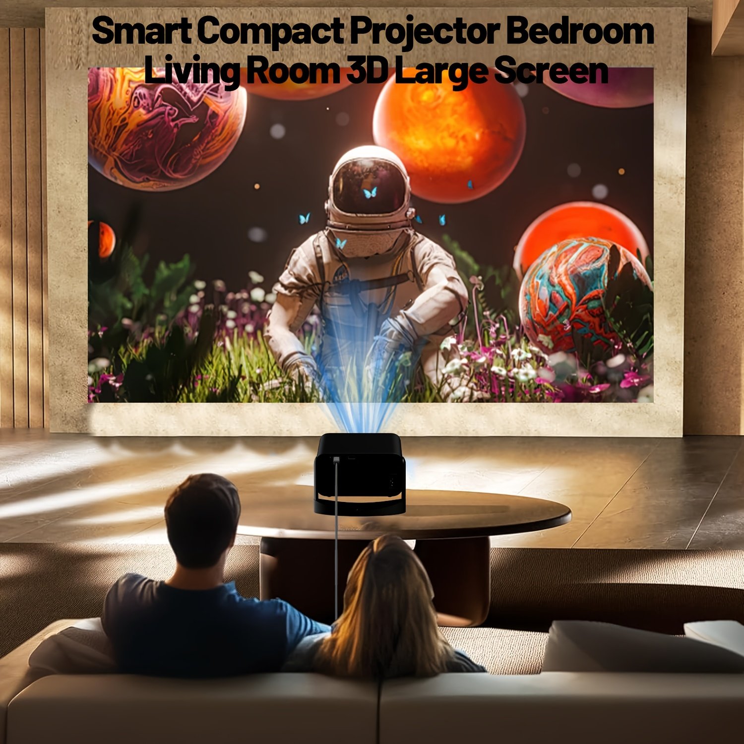 Full HD Smart Projector, Android, 5G WiFi Wireless Movie Projector, Projector Home Theater, Home Theater Projector, Projector Screen, Room Projector Connect to Mobile Phone 5G Sync, Compatible with - Image 10