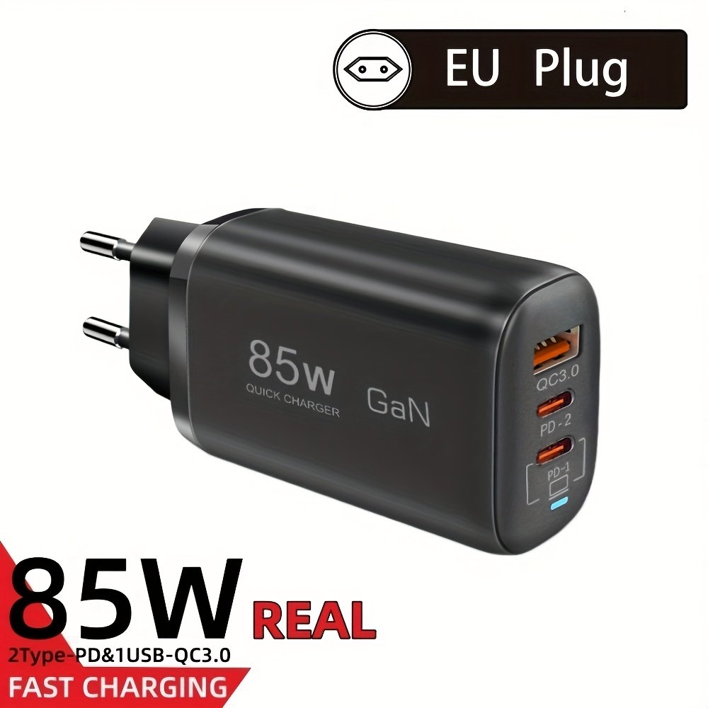 85W GaN USB-C Fast Charger, Multi-Port Power Adapter with PPS PD & QC 3.0/4.0, Universal Quick Charge for iPhone 16/15/14/13 Pro Max, Samsung, Xiaomi, iPad, MacBook - EU Plug, 110V/220V - Image 5