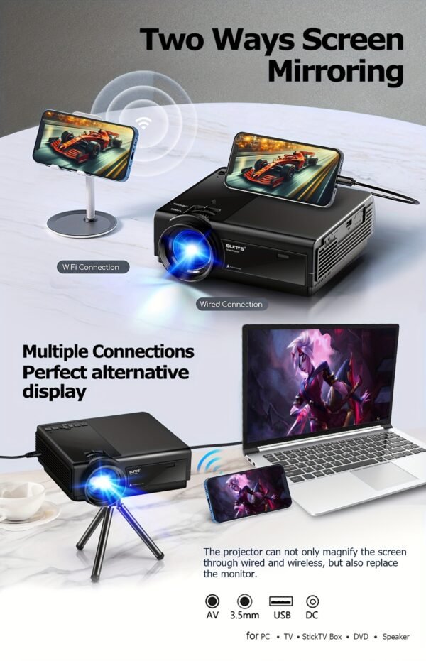 Projector with WiFi 5, Native 1080P Outdoor Movie Projector, Smart Home Projector for Phone/Laptop/TV Stick - Image 15