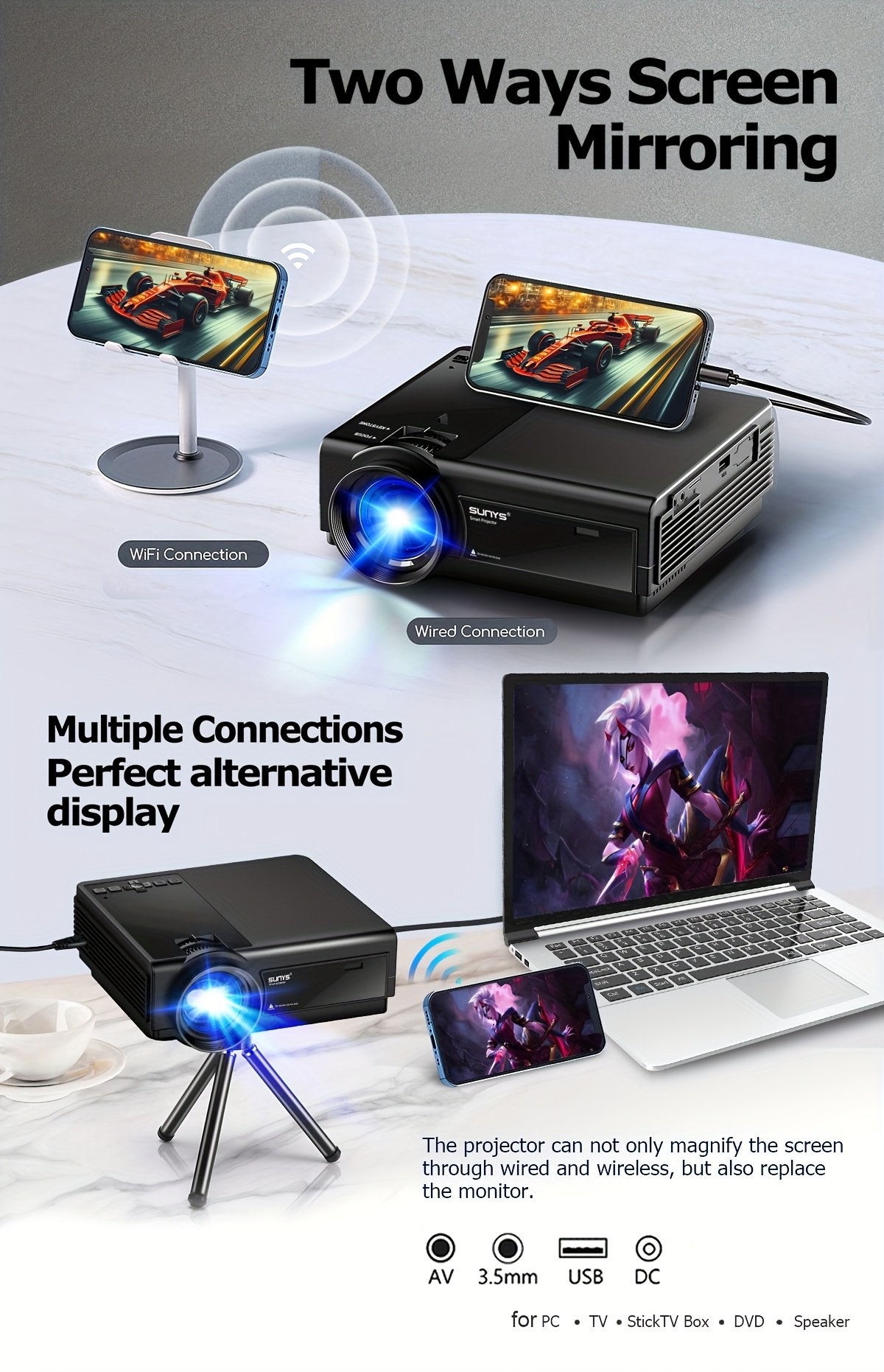 Projector with WiFi 5, Native 1080P Outdoor Movie Projector, Smart Home Projector for Phone/Laptop/TV Stick - Image 15