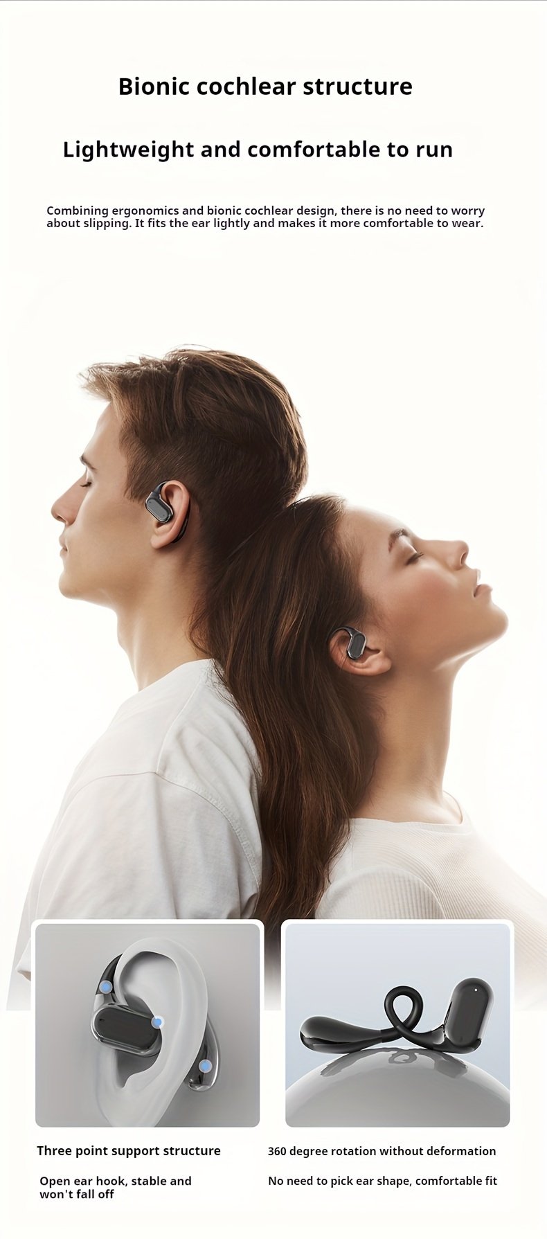 2024 NEW Style True Wireless On-Ear Sleeping Comfortable Headset Music Couples Earbuds TWS HIFI Dolby Bass ACC Stereo HD Calling Earphones for Android & Iphone Cellphone Sports Earpieces Smart Headphones - Image 13